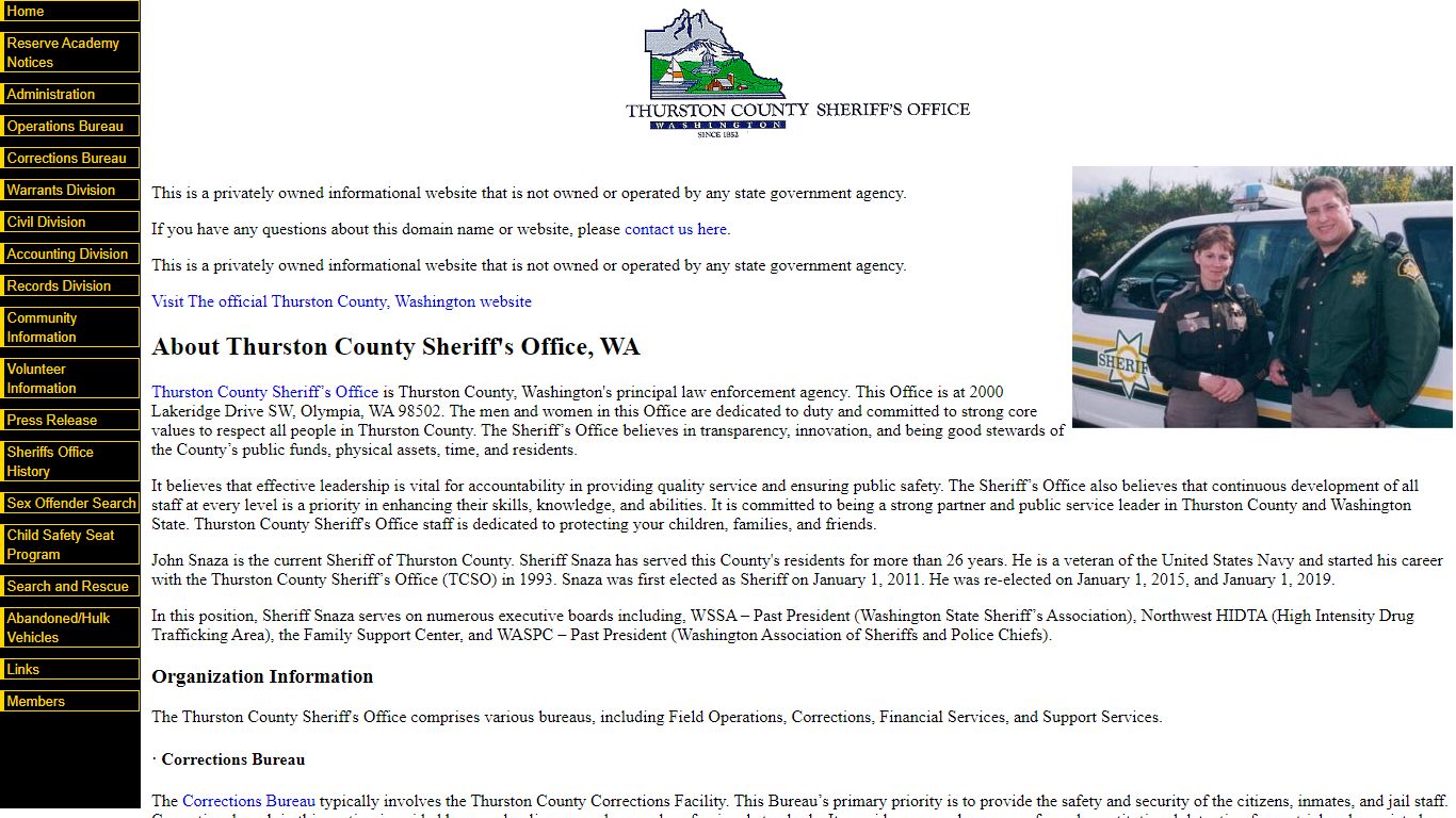 About Thurston County Sheriff and Jail, WA, Inmate Search